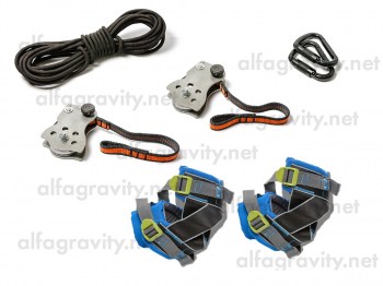 GRS (Gravi Rack Suspension/Гравитационная Дыба) состоит из специальных роликов, парой сандалий, двух карабинов и мотка верёвки